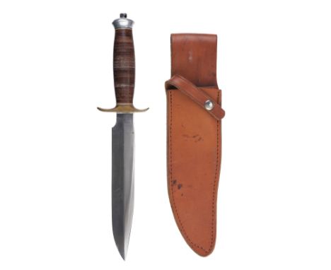 * Randall Knife. A WW2 Randall Model 1-8, "All Purpose Fighting Knife" a "Springfield Randall' c.1943/44.  Leather stacked ha