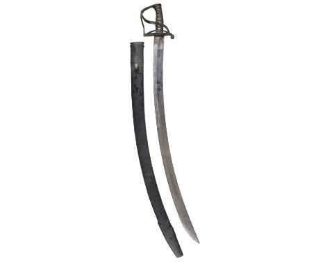 * Sword. Early 19th century naval sword, the 76.5 cm curved steel blade with two brass brass guard and grip, overall length 8