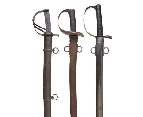 * Swords. 1853 universal pattern cavalry sword by Enfield, the 89.5 cm slightly curved steel blade stamped Enfield, steel thr