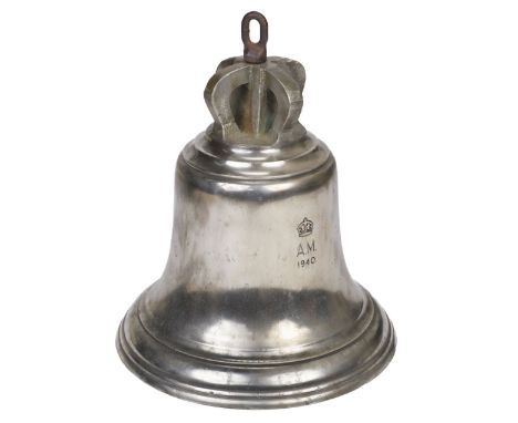 * Scramble Bell. WWII 'Battle of Britain' Period Aerodrome Station Bell dated 1940, with small engraved motif, the crown stam