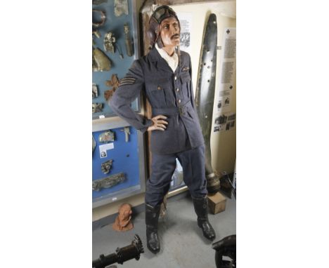 * RAF Uniform. Battle of Britain period RAF uniform, with brass king's crown buttons and Sergeant's rank stripes, 40 cm chest