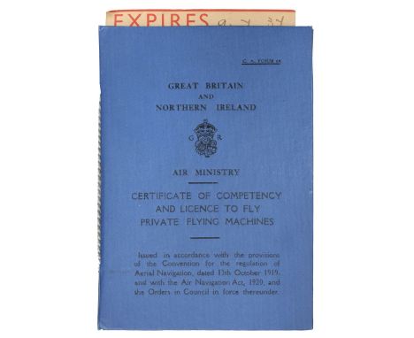 * Battle of France. Air Ministry Certificate of Competency and Licence to Fly Private Flying Machines, blue cloth certificate