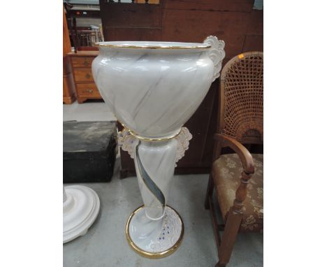 A modern ceramic jardiniere and stand 