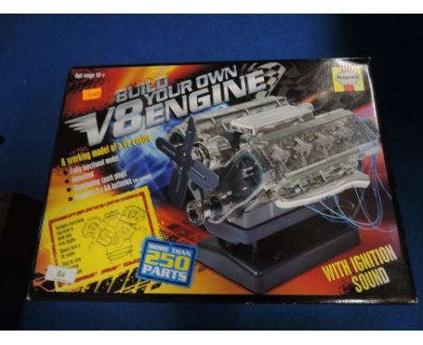 A boxed build your own V8 engine kit (250 parts)