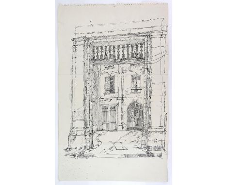 Richard Beer (British, 1928-2017). A collection of six architectural sketches by the artist, ink and pencil on paper, one sig
