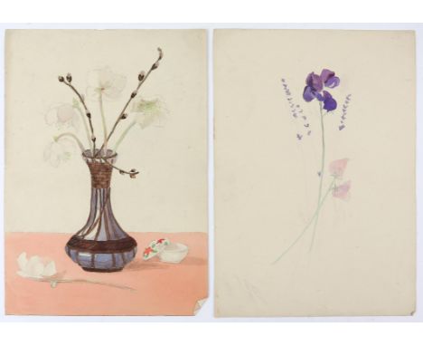 Vernon de Beauvoir Ward (British, 1905-1985). Folder of various watercolours, drawings and oils including three studies after