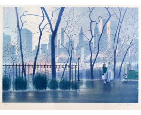 Gerald Mynott (British, b.1957). Cityscape in Central Park, New York. Lithograph. Signed and numbered in pencil (56/250). Ima