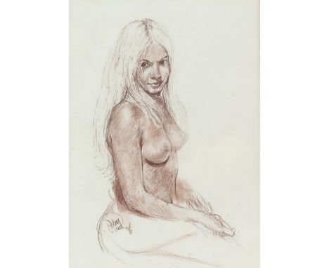 John Uht (British, b. 1924). Blonde Seated Nude. Pastel 1976. Signed and dated lower left. Titled and signed verso. 24 x 17cm