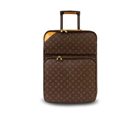 Louis Vuitton Pegase 55 Monogram Cabin Suitcase, with gilt tone hardware, two zipped pockets to the front, brown fabric linin