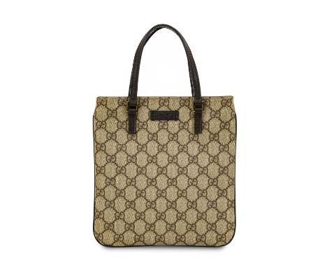 Gucci Brown Monogrammed Tote Bag, with brown leather piping and twin handles, brown cotton lining and internal zipped pocket,