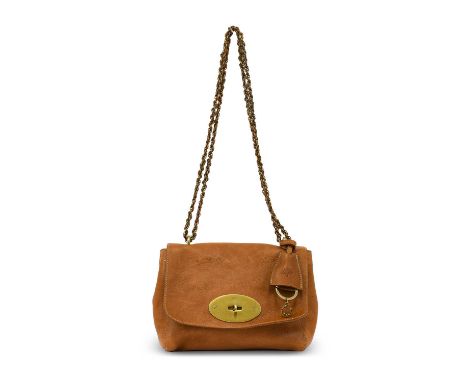 Mulbery Light Oak Natural Grain Leather Lily Shoulder Bag, with brass tone hardware, a postmans lock closure, with a woven le