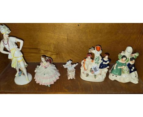 SHELF OF CHINA FIGURES & VASES