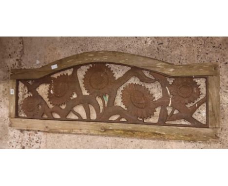 MODERN CAST IRON BENCH ENDS & BENCH BACK WITH SUN FLOWERS