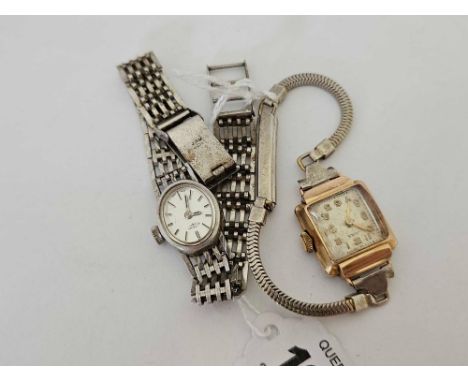 A LADIES SILVER ROTARY WRIST WATCH WITH SILVER STRAP & ANOTHER