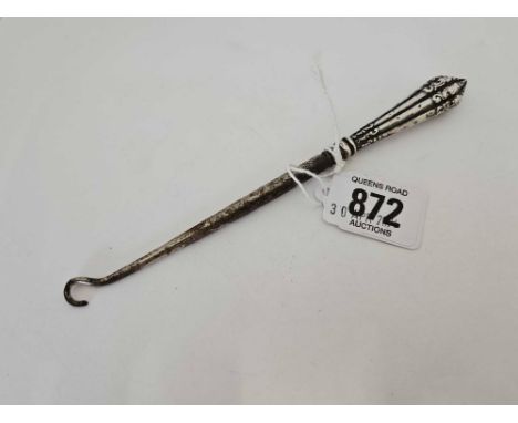 SILVER HANDLED BUTTON HOOK