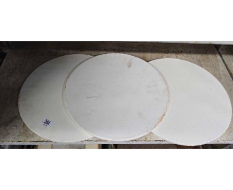 3 CIRCULAR CERAMIC CAKE BASES, APPROX 14" DIA