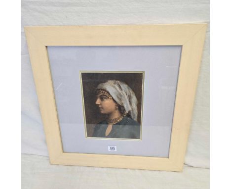 OLD WATERCOLOUR PORTRAIT OF THE HEAD AND SHOULDERS OF A LADY, 20 X 20”