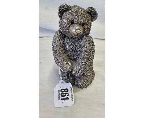 STERLING SILVER RESIN FILLED BEAR FIGURE, 4" TALL