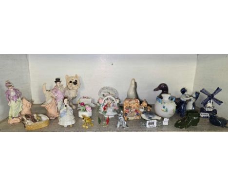 SHELF OF CHINA FIGURINES ETC