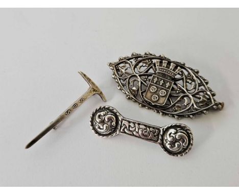 A CELTIC STYLE SILVER BROOCH & 2 OTHERS