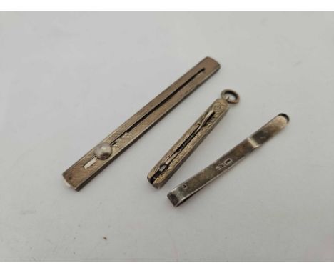 SILVER MIN BUTTON HOOK, TIE CLIP & MANICURE ITEMS
