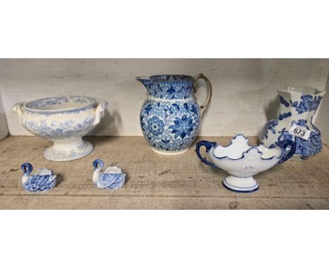 SHELF OF BLUE & WHITE CHINA