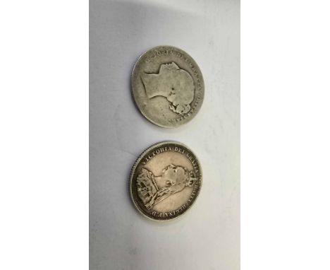 VICTORIAN SILVER SHILLINGS 1885 / 1887 (2)