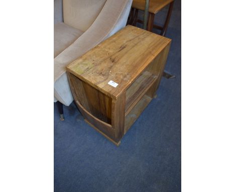 Small Walnut Side Table with Magazine Shelf 