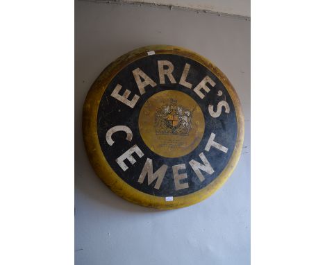 Large Circular Enamel Sign "Earl's Cement Hull" 