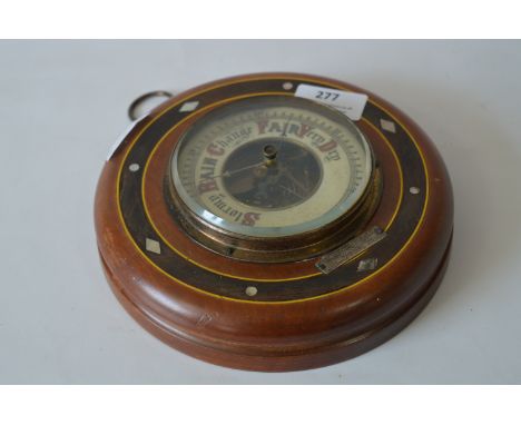 Circular Mahogany Inlaid Wall Mounted Barometer 