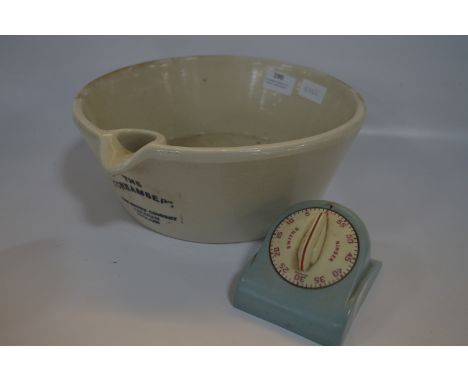 Churn Company. White Cream Mixing Bowl and a Timer 
