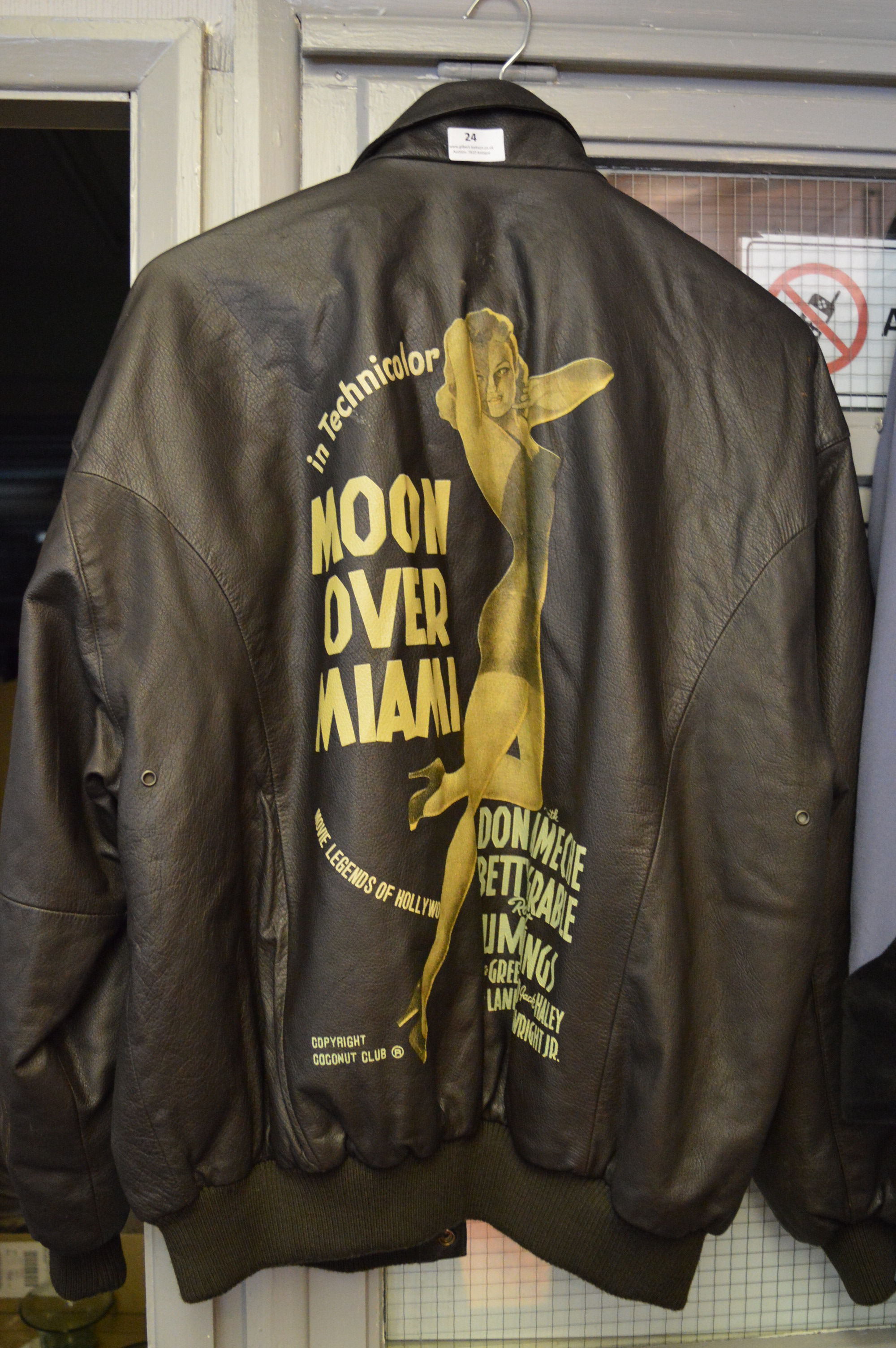 Leather Bomber Jacket Moon Over Miami