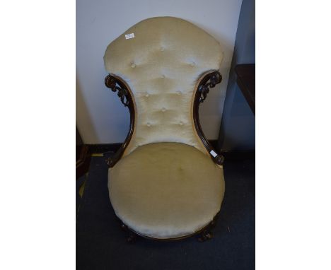 Walnut Framed Button Back Upholstered Nursing Chair 