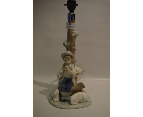 Nao Pottery Table Lamp "Boy with Sheep" 