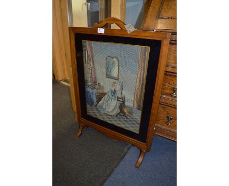 Mahogany Framed Woolwork Tapestry Firescreen 