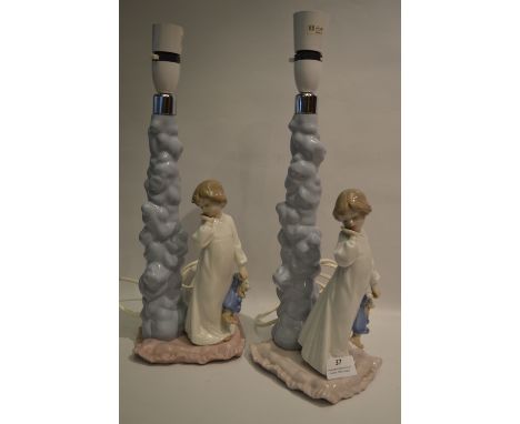 Pair of Nao Pottery Table Lamps 