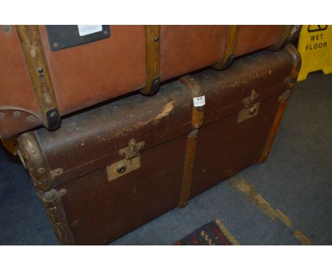 Brown Rexine Covered Traveling Trunk 