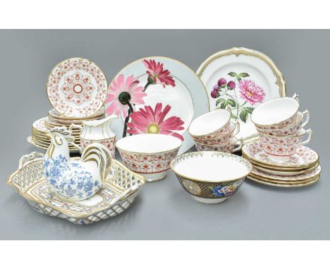 Royal Crown Derby Rougemont Pattern Part Tea Set, together with Minton Haddon Hall Part tea service, two similar Minton model