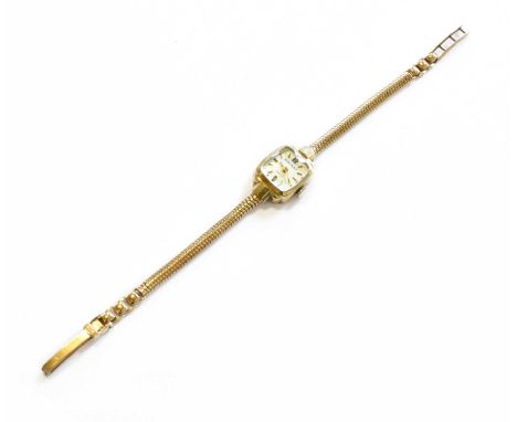 A Lady's 9 Carat Gold Rotary WristwatchThe bracelet clasp with 9 carat gold hallmark. Total Gross Weight - 14.3g.