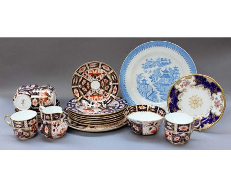 A Royal Crown Derby Imari Six Place Teaset, together with a  Coalport side plate, and aRoyal Worcester plate