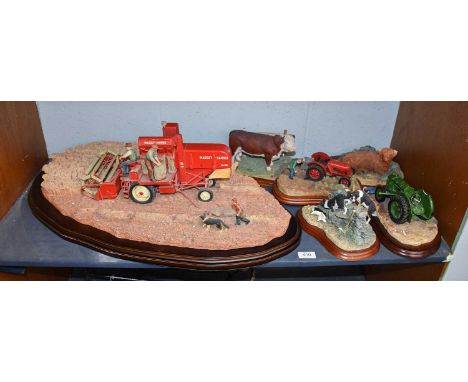 Border Fine Arts 'Won't Start' (Tractor, Farmer and Collie), model No. B0299 by Ray Ayres, on wood base; together with Countr