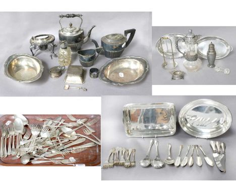 A Collection of Assorted Silver and Silver Plate, the silver comprising an inkwell and a mustard-pot, the silver plate includ