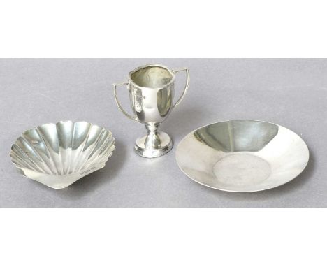 A Collection of Assorted Silver, comprising an American Silver Bowl, by Allan Alder; a Shell-Shaped Dish and a Two-Handled Cu