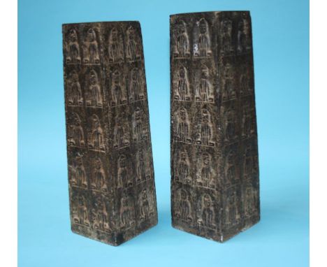 Two Middle Eastern marble decorative tapering table lamp bases