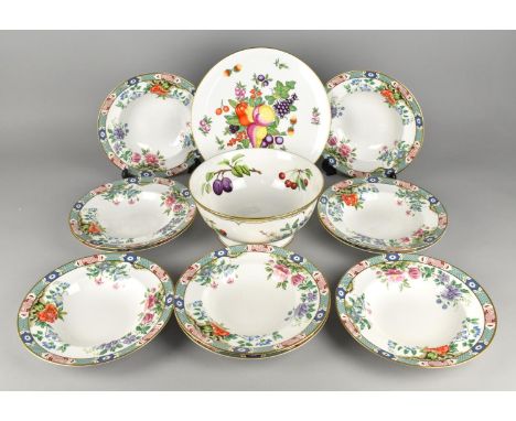Ten Royal Worcester Shantung Bowls Together with a Royal Worcester Footed Fruit Bowl and Gloucester Fruit Cheese Dish