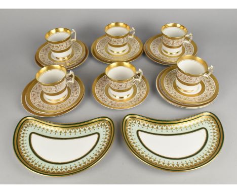 A Royal Chelsea Midras Set to Comprise Six Cups, Six Saucers and Five Side Plates Together with Two Mintons Kidney Shaped Dis