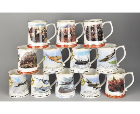 A Set of Four 'The Great Battles of the British Army' Ceramic Tankards Together with a Set of Seven Gordon Davies World War I
