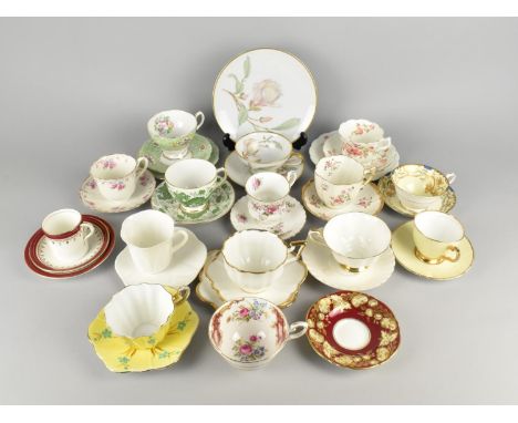 A Collection of Various Tea Cups and Saucers to Comprise Gainsborough Queen Anne Trio, Royal Albert, Edwardian Floral Decorat