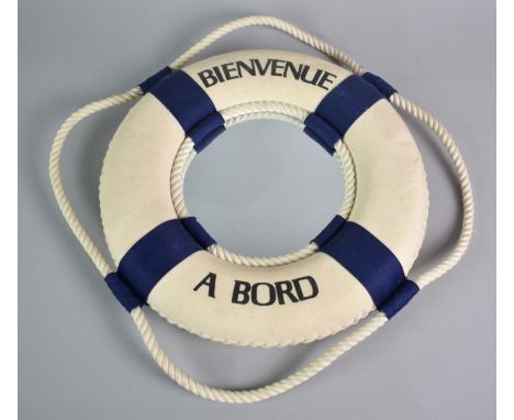 A Novelty French Mirror in the Form of a Nautical Life Ring, 31cms Diameter