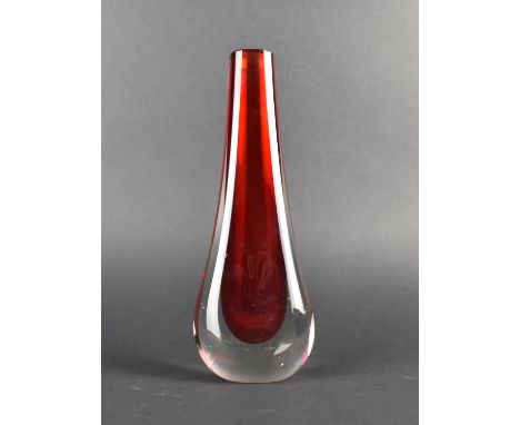 A Whitefriars Ruby Glass Vase, 20.5cms High